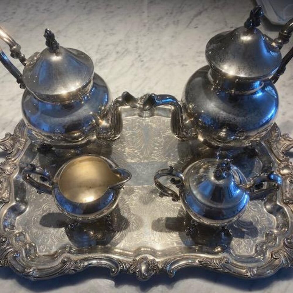 Vintage Birmingham Silver Plate 5 Piece Tea Set